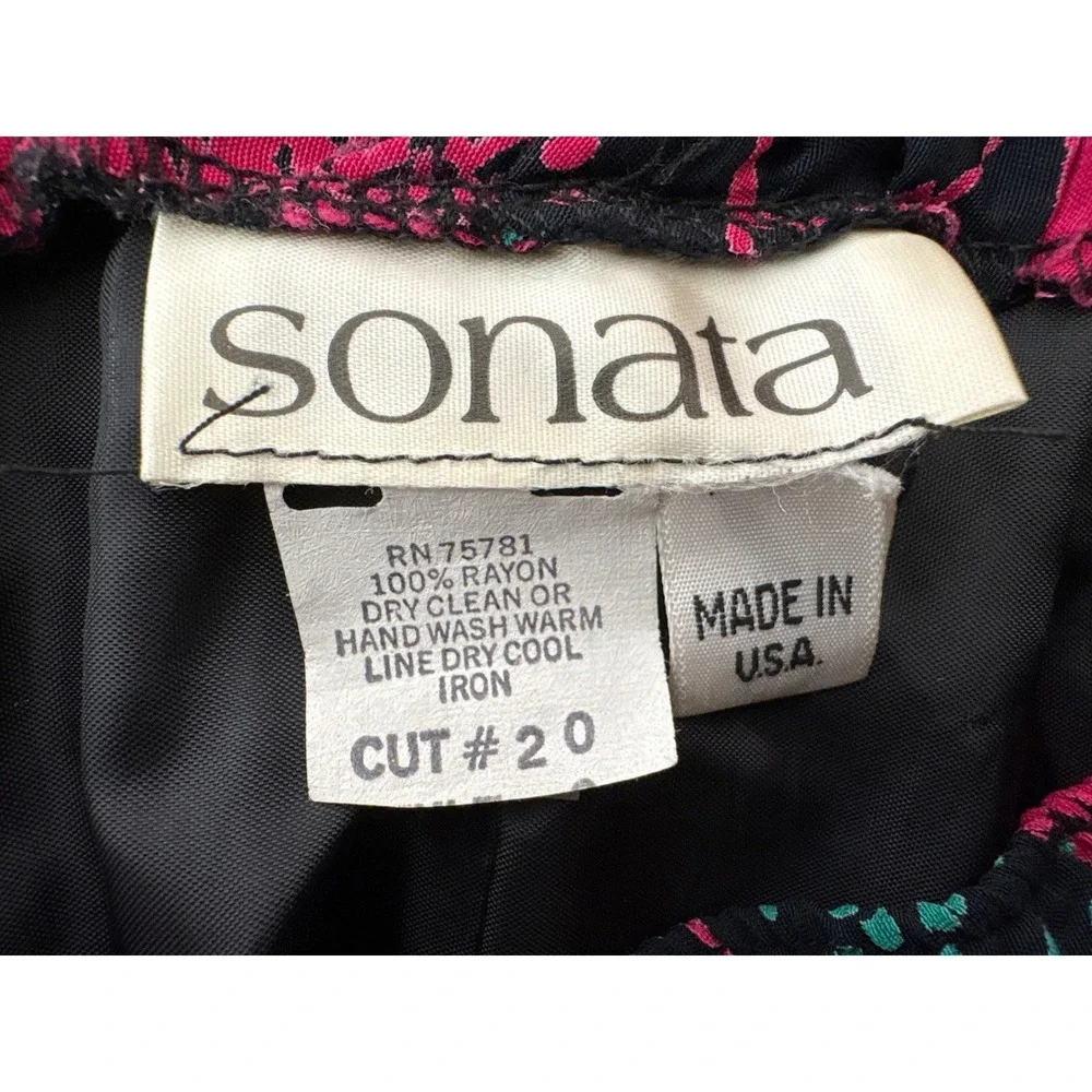 VTG Sonata Womens Pink Black Abstract Floral Maxi Skirt Sz S 90s Art Teacher - Picture 4 of 7